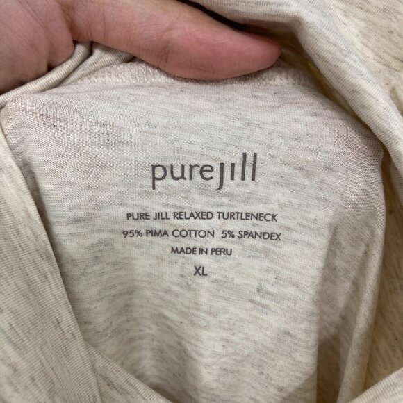 J. Jill Pure Jill size XL Relaxed Pima Cotton Turtle Neck Stretch Top Neutral - Picture 2 of 9